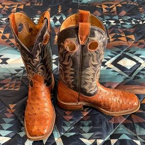Boulet 8c, full quill ostrich, wide square toe boots, cowboy boots